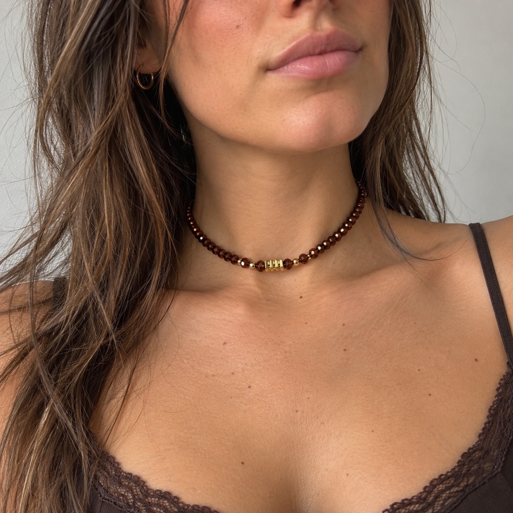 Ettika Revolve Bronze and Gold Beaded Choker Necklace NWT